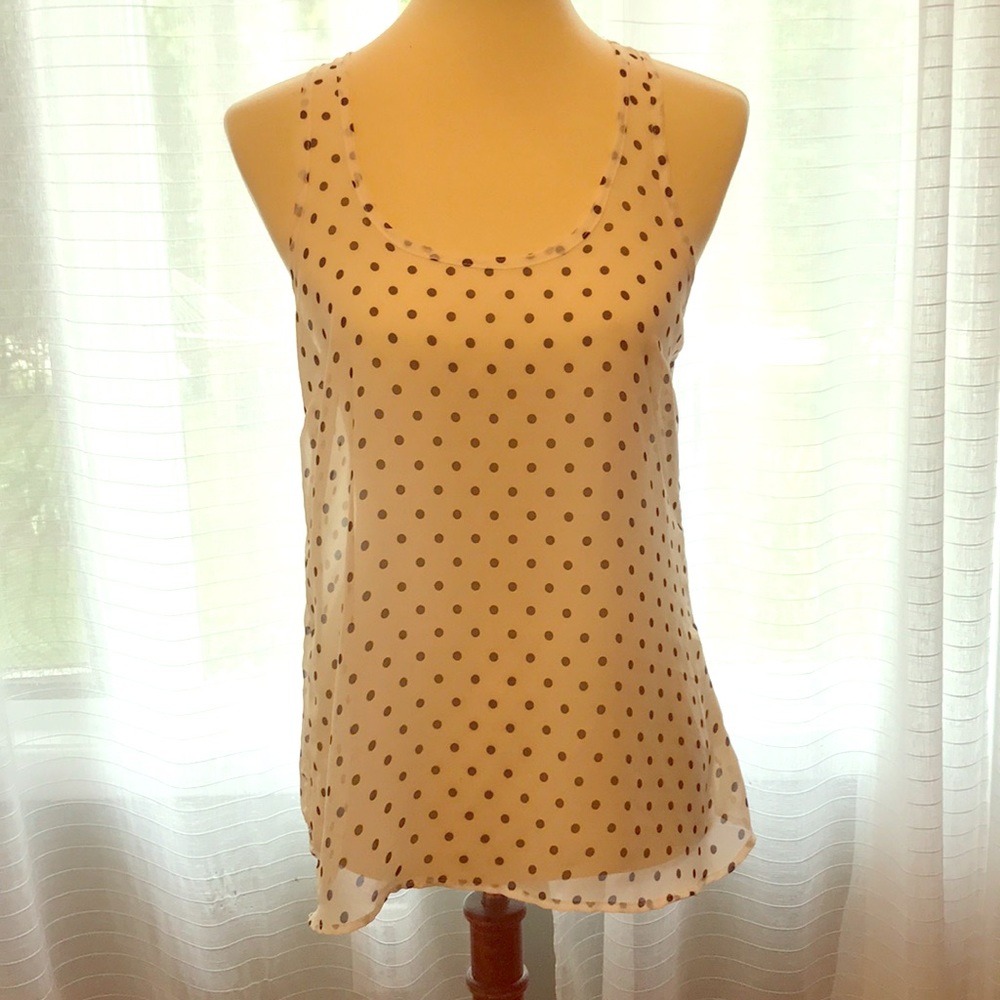 Polka dot sheer racer back blouse